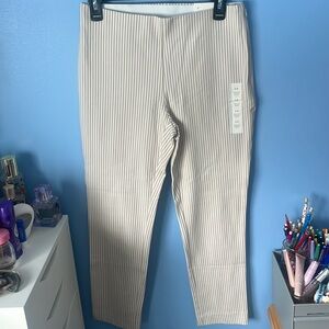 Light pink white striped straight leg, skinny ankle side, dress pants